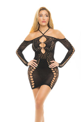Animal Inside Halter Dress (Black) – Sensual Mini Dress Black Dresses